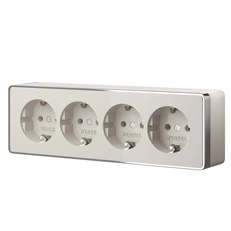 Изображение Розетка четверная с заземлением и шторками Gallant слоновая кость W5072204