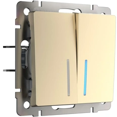 Изображение Выключатель двухклавишный с подсветкой (шампань) W1120111